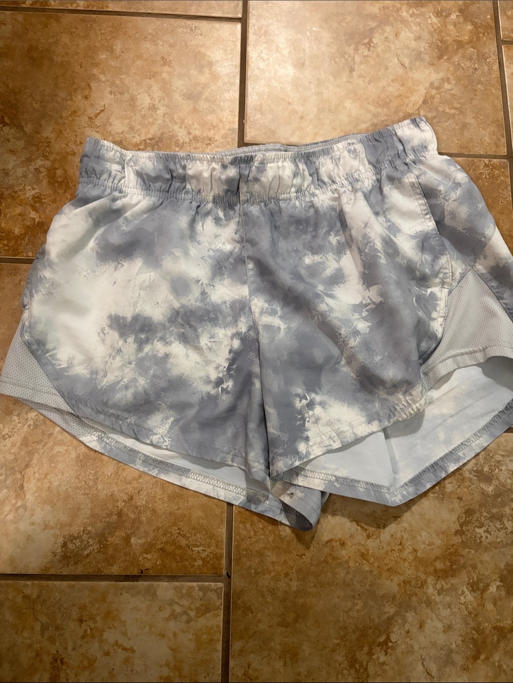 Athletic Works Women's Blue and White Tie-Dye Running Shorts